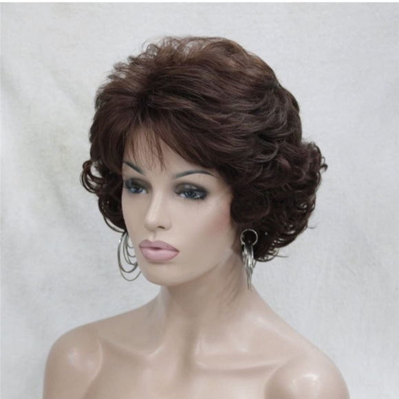 Dark Brown Short Curly Wavy Wig - Picture 5 of 5